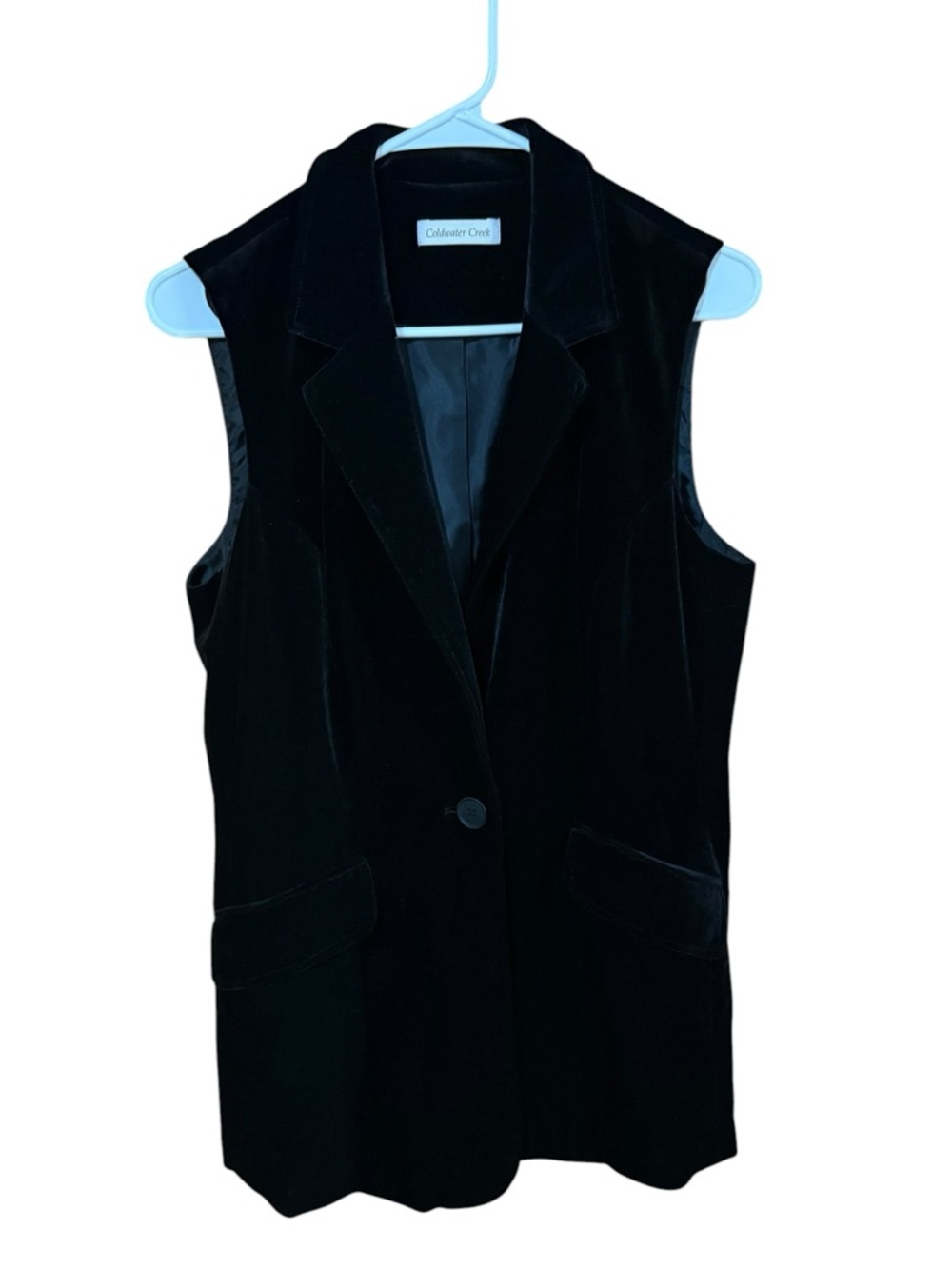 Metallic Black Velour Sleeveless Blazer Suit Jacket Vest Business Casual